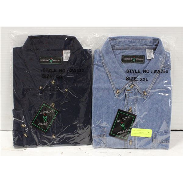NEW MEN'S SHIRTS 1 DENIM 1 NAVY SIZE 2XL