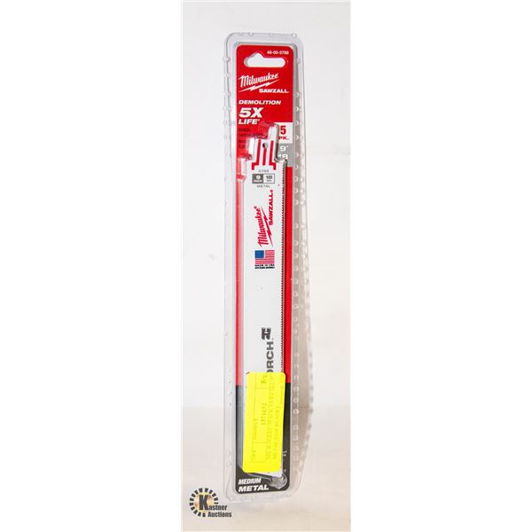 MILWAUKEE 5PACK SAWZALL 9" METAL SAW BLADES