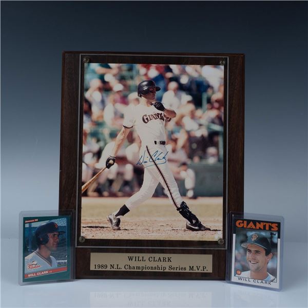 3pc Will Clark Collectible Grouping with Autograph