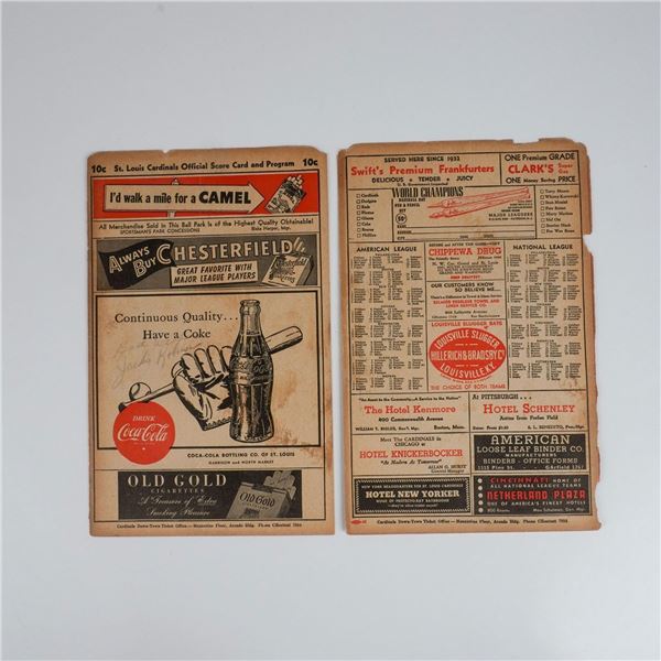 Jackie Robinson Autographed Dodgers vs. Cardinals Scorecard