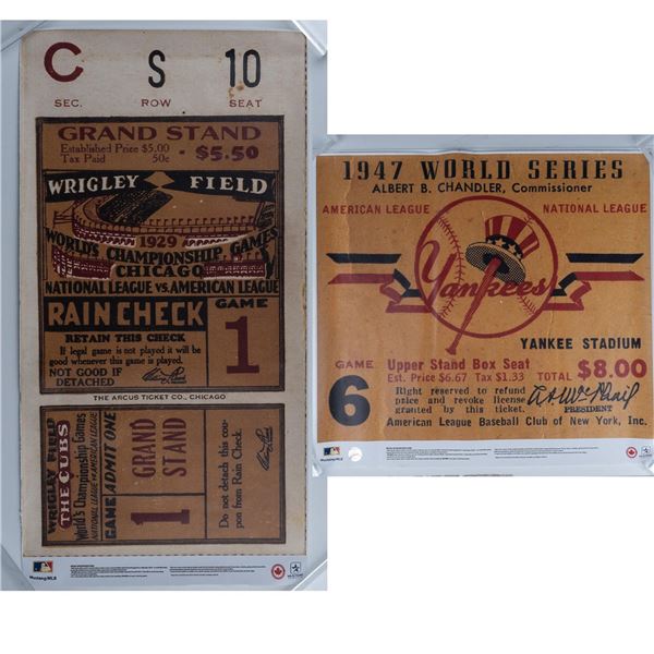 2pc MLB Issued Wall Decal Replicas of World Series Tickets
