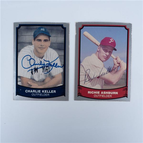 2pc Signed Baseball Cards Richie Ashburn & Charlie Keller