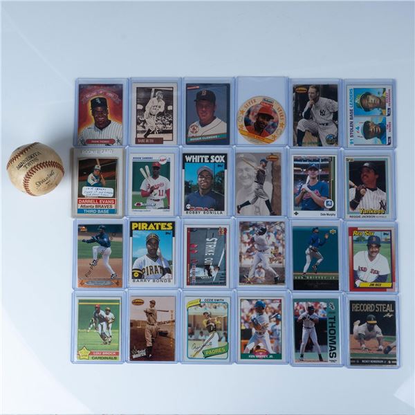 25pc Baseball Trading Card and Signed Ball Grouping