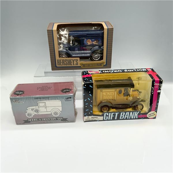3pc Vintage Die Cast Metal Automobile Coin Banks