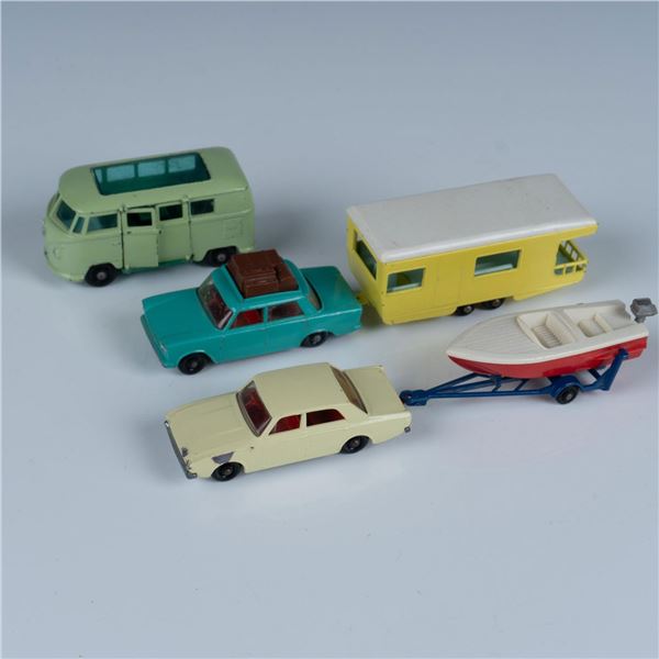 6pc Vintage Matchbox Lesney Green VW Bus And Travel Cars