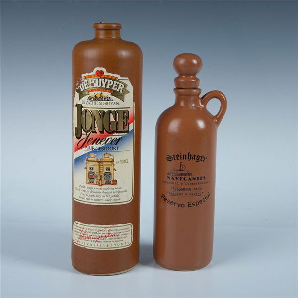 2pc Antique Ceramic Liquor Bottles, De Kuyper & Steinhaeger