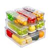 Image 1 : Pure Future 10 Pack Fridge Organizers and Storage, Stackable Bins with Lid, BPA-Free Fruit Container
