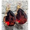 Image 2 : 10K Yellow Gold Garnet 1.45Ct & Dia Earrings, Made in Canada, Suggested Retail Value $320