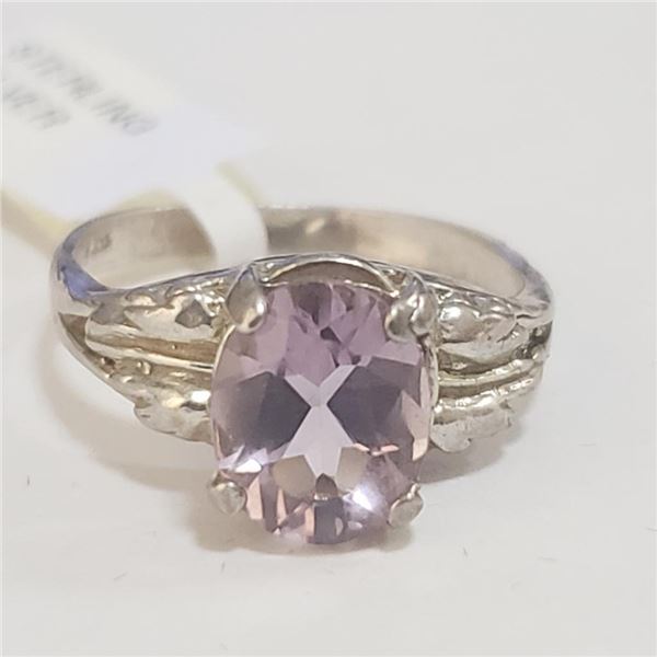 Silver Amethyst Ring (~Size 5)(Ring is resizable for $40) (~length 0 inches), Suggested Retail Value
