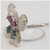 Image 3 : Silver Ruby Emerald Ring (~Size 6)(Ring is resizable for $40) (~length 0 inches) (~weight 4.36g), Su