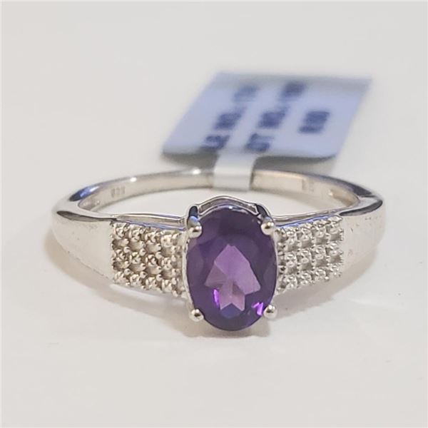 Silver Amethyst(0.55ct) Ring (~Size 7)(Ring is resizable for $40) (~length 0 inches), Suggested Reta