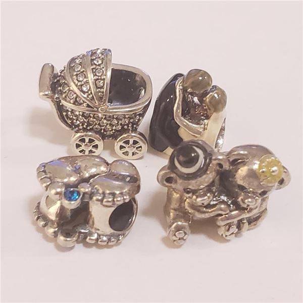 Silver Pack Of 4 Pandora Beads (~Size 0) (~length 0 inches) (~weight 12.9g), Suggested Retail Value 