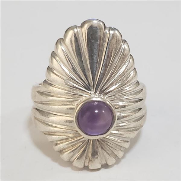 Silver Amethyst Ring (~Size 6.5)(Ring is resizable for $40) (~length 0 inches) (~weight 8.38g), Sugg