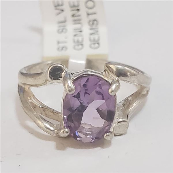 Silver Amethyst Ring (~Size 4)(Ring is resizable for $40) (~length 0 inches), Suggested Retail Value