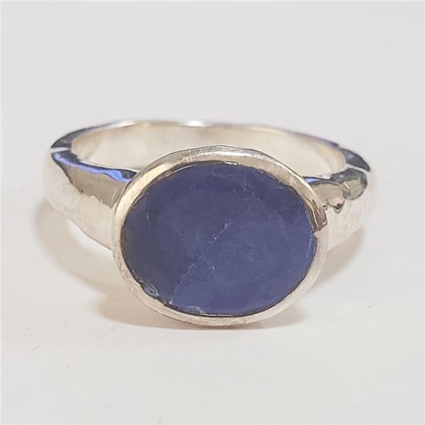 Silver Lapis Lazuli Ring (~Size 7.5)(Ring is resizable for $40) (~length 0 inches) (~weight 7.22g), 