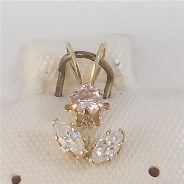 10K Yellow Gold Cubic Zirconia Pendant (~Size 0) (~length 0 inches), Suggested Retail Value $100