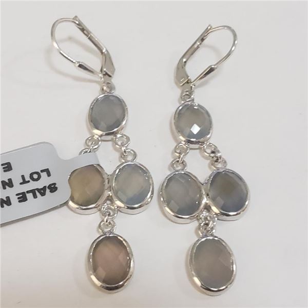 Silver Chalcedony(7.65ct) Earrings (~Size 0) (~length 0 inches) (~weight 7.15g), Suggested Retail Va