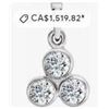Image 2 : 10K White Gold Moissanite 2.2Ct Pendant, Made in Canada, Appraised Retail $1000