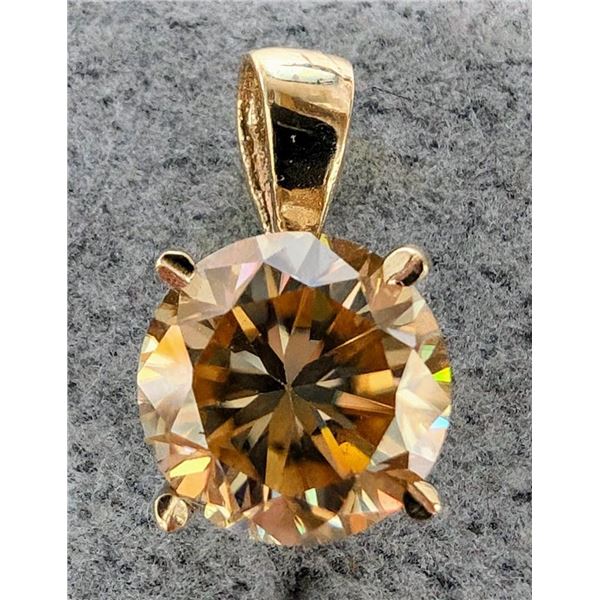 14K Yellow Gold 1.44G Yellow Moissanite 2.6Ct Pendant, Made in Canada, Appraised Retail $1435