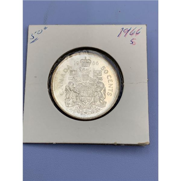 Canada Vintage 1966 Silver. Hlaf Dollar