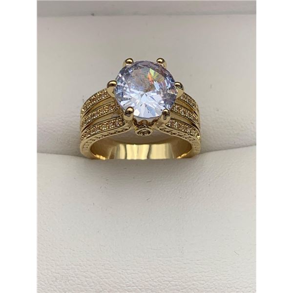 Tiffany Styled 1.1 Carat Brilliant Cut Solitaire Engagement ring Gold Tone NEW size 7