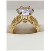 Image 2 : Tiffany Styled 1.1 Carat Brilliant Cut Solitaire Engagement ring Gold Tone NEW size 7