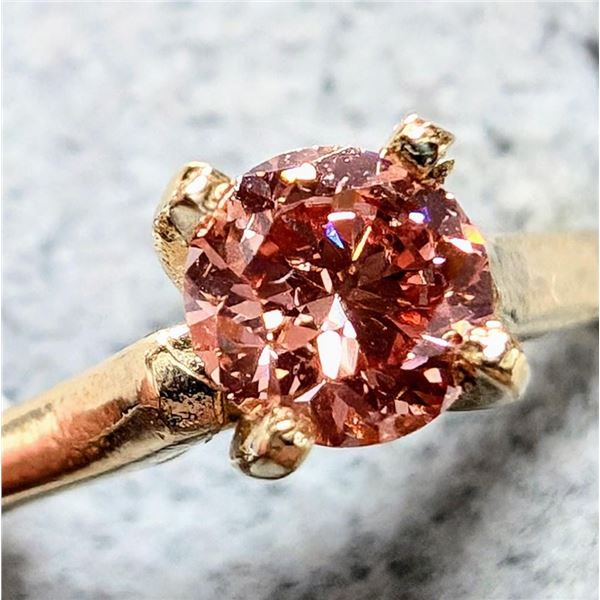10K Yellow Gold 2.08G Lab Pink Diamond 0.5Ct Ring (~Size 4.5), Made in Canada, Appraised Retail $210