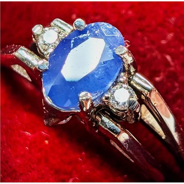 10K White Gold 2.79G Sapphire 0.5Ct & Diamond 0.12Ct Flippable Ring (~Size 5.75), Appraised Retail $