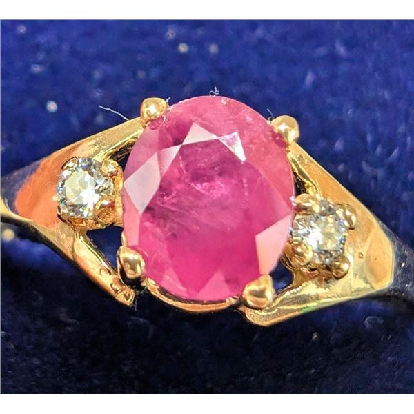 10K Yellow Gold 1.5G Ruby 0.4Ct & Diamond 0.03Ct Ring (~Size 6), Made in Canada, Appraised Retail $1
