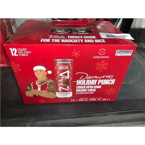 Dwanta's Holiday Punch Zoa Sugar Free Energy Drink (12 x 355ml) Cranberry Citrus Flavour