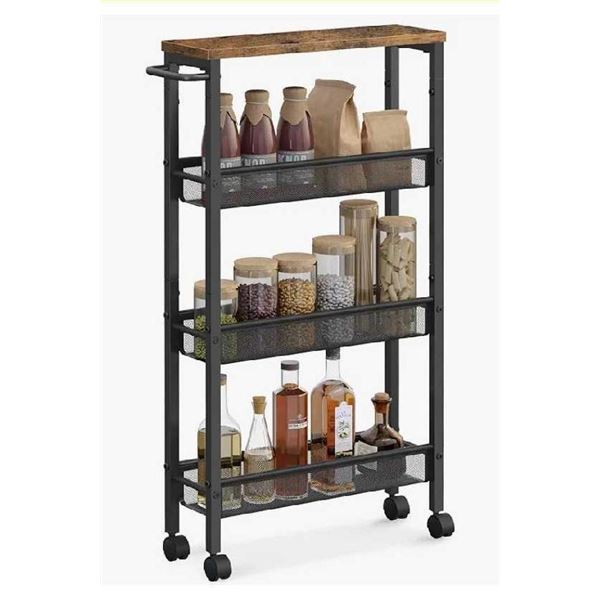 NX-R833-B1 Slim Storage Cart 4 Tier (6.5in x 7.3in x 34.6in)