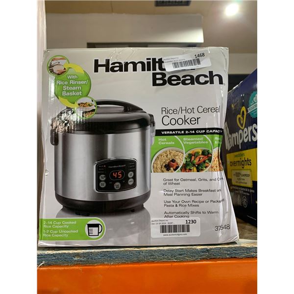Hamilton Beach Rice/Hot Cereal Cooker 2-14 Cup Cooked Rice Capacity