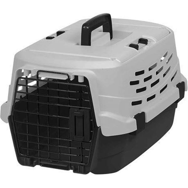 Iris USA UPC-490 Small Easy Access Pet Travel Carrier, Black/Gray 21" x 12" x 14"