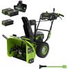 Image 1 : Greenworks 80V 24'' Two Stage Snow Thrower, Three 4.0 Ah Batteries and Dual Port Charger Included