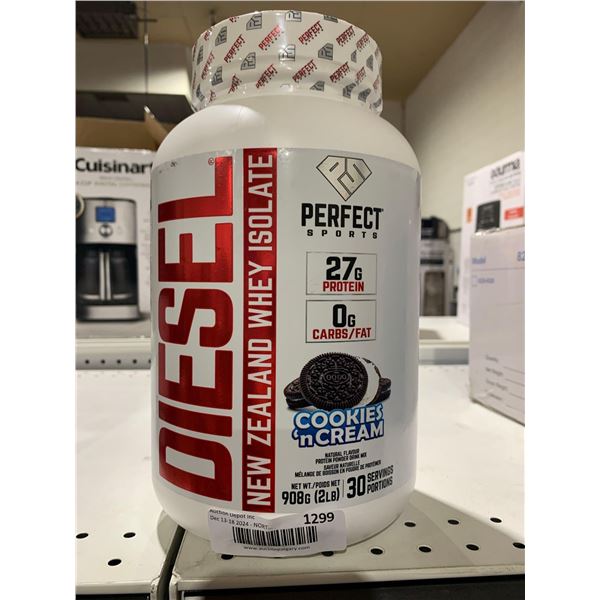 Diesel New Zealand Whey Isolate Cookies n' Cream Protein Powder Drink Mix 908g