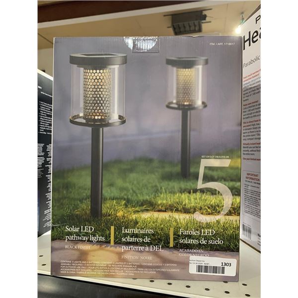 Pathmark Lighting Solar LED Pathway Lights Set of 5 Black Finish