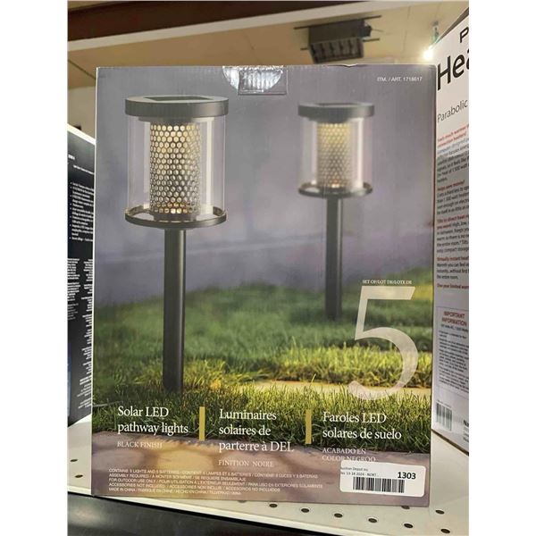 Pathmark Lighting Solar LED Pathway Lights Set of 5 Black Finish