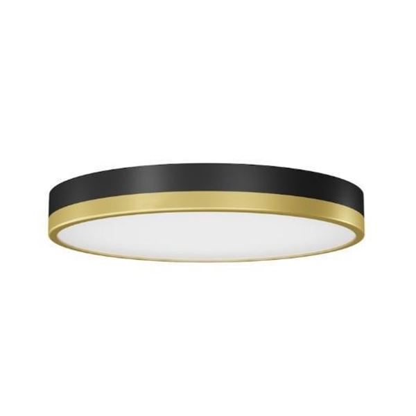 Artika Kent 30W LED Modern Flush Mount Ceiling Light Fixture, Black and Gold - Ideal for Bedroom, Ha