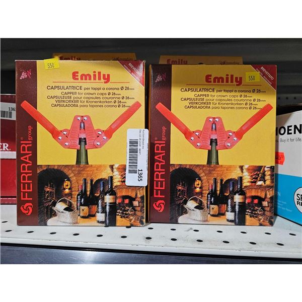 Lot of 2 Emily Bottle Capper for Crown Caps - 26 MM