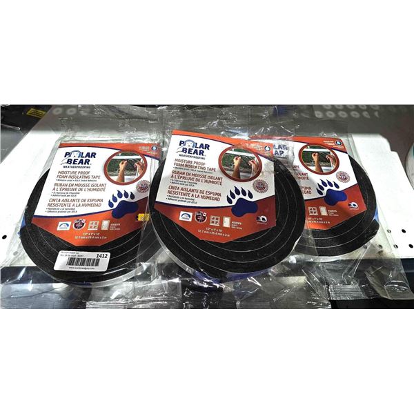 Polar Bear Weatherproofing Moisture Proof  Foam Insulating Tape, 3x10'