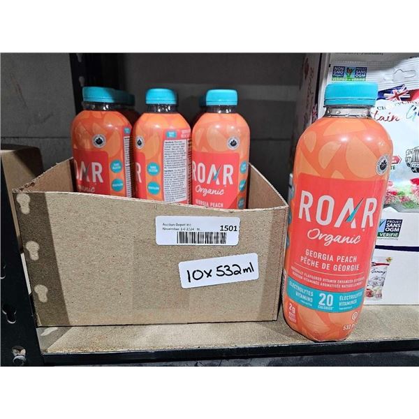 Roar Organic Georga Peach Vitamin Enhanced Beverage 10x532nl
