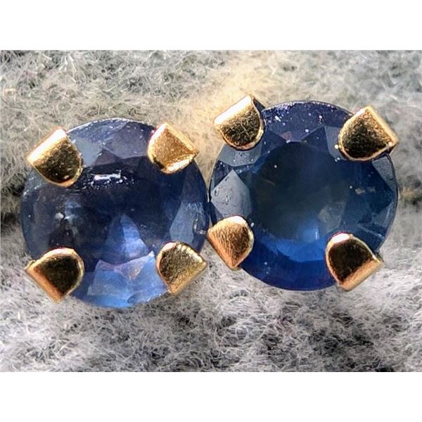 10K Yellow Gold Blue Sapphire 0.4Ct Earrings, Made in Canada, Suggested Retail Value $240