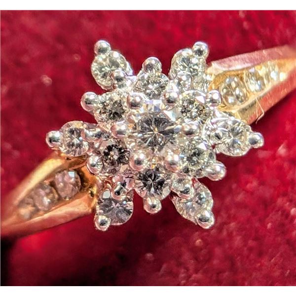 14K Yellow Gold 2.54G Natural Diamond Approx. 0.3Ct Ring , Suggested Retail Value $3200