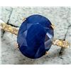 Image 1 : 10K Yellow Gold 1.89G Blue Sapphire 3.5Ct & Lab Dia 0.05Ct Ring (~Size 7), Made in Canada, Appraised