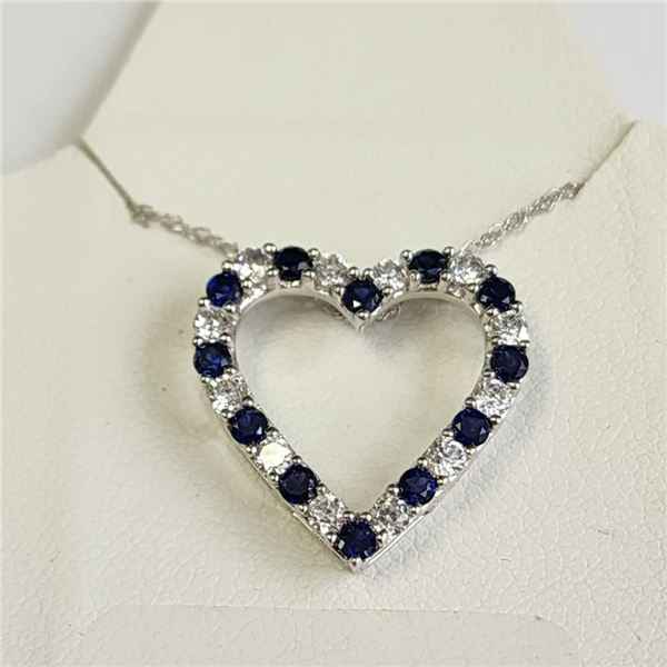 Silver Created Sapphire 18" Necklace, Suggested Retail Value $80