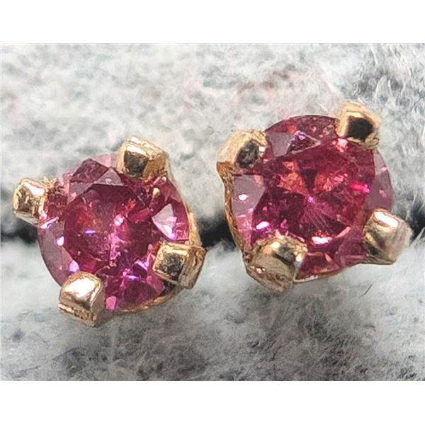 14K Yellow Gold Lab Pink Diamond 0.05Ct Earrings, Suggested Retail Value $240