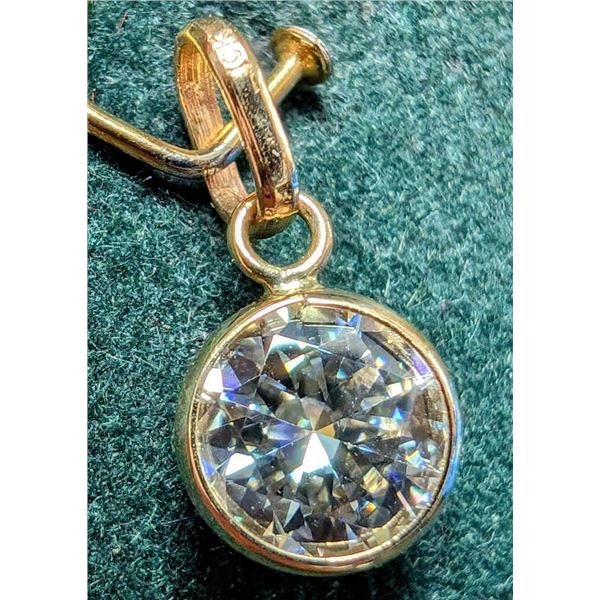 10K Yellow Gold Moissanite 0.8Ct Test Like Diamond , With Better Sparkling Pendant, Made in Canada, 