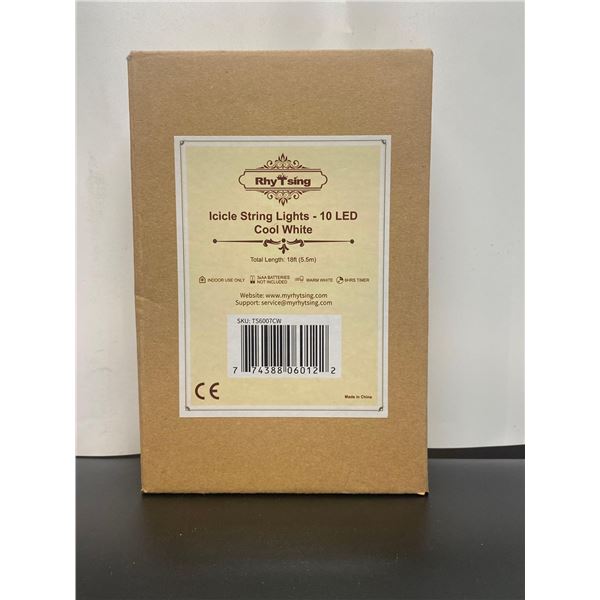 RhyTsing Icicle String Lights - 10 LED Cool White