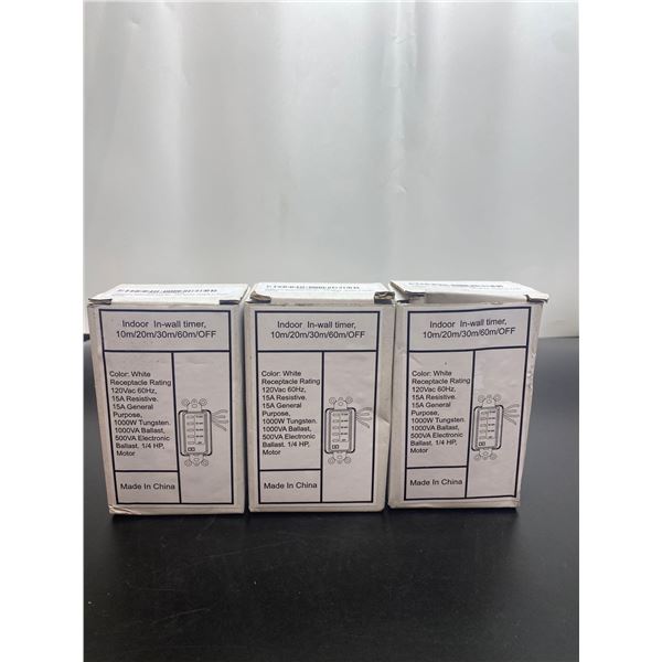 Indoor in-wall timer, 10m/20m/30m/60m/OFF Lot of 3