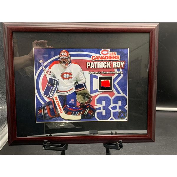 PATRICK ROY #33- COLLECTOR FRAMED PICTURE WITH MONTREAL FORUM SEAT PIECE, : issued by: GREATS OF THE